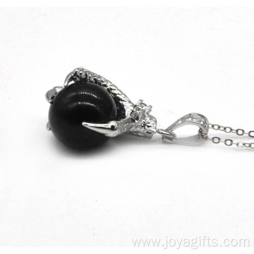 925 Sterling Silver Black Onyx 15MM Sphere Dragon Claw Pendant Jewelry